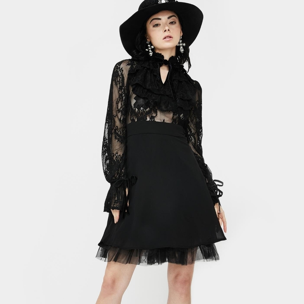 Killstar Dolly Lolita Black Lace Afterlife Dress